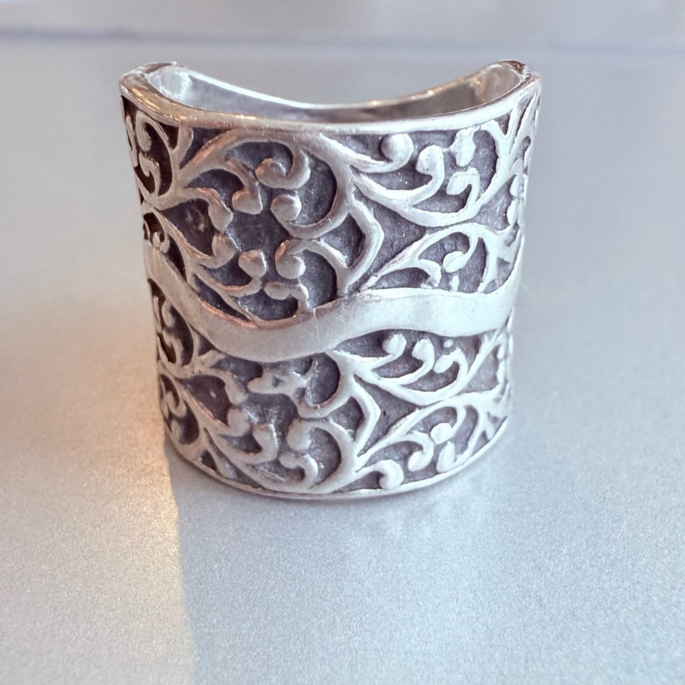 Silpada Eternal Tree Filigree 18mm Wide Band Sterling Silver 925 Retired Ring - Picture 1 of 7
